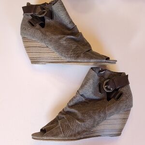Blowfish Gray and Brown Wedge Sandals